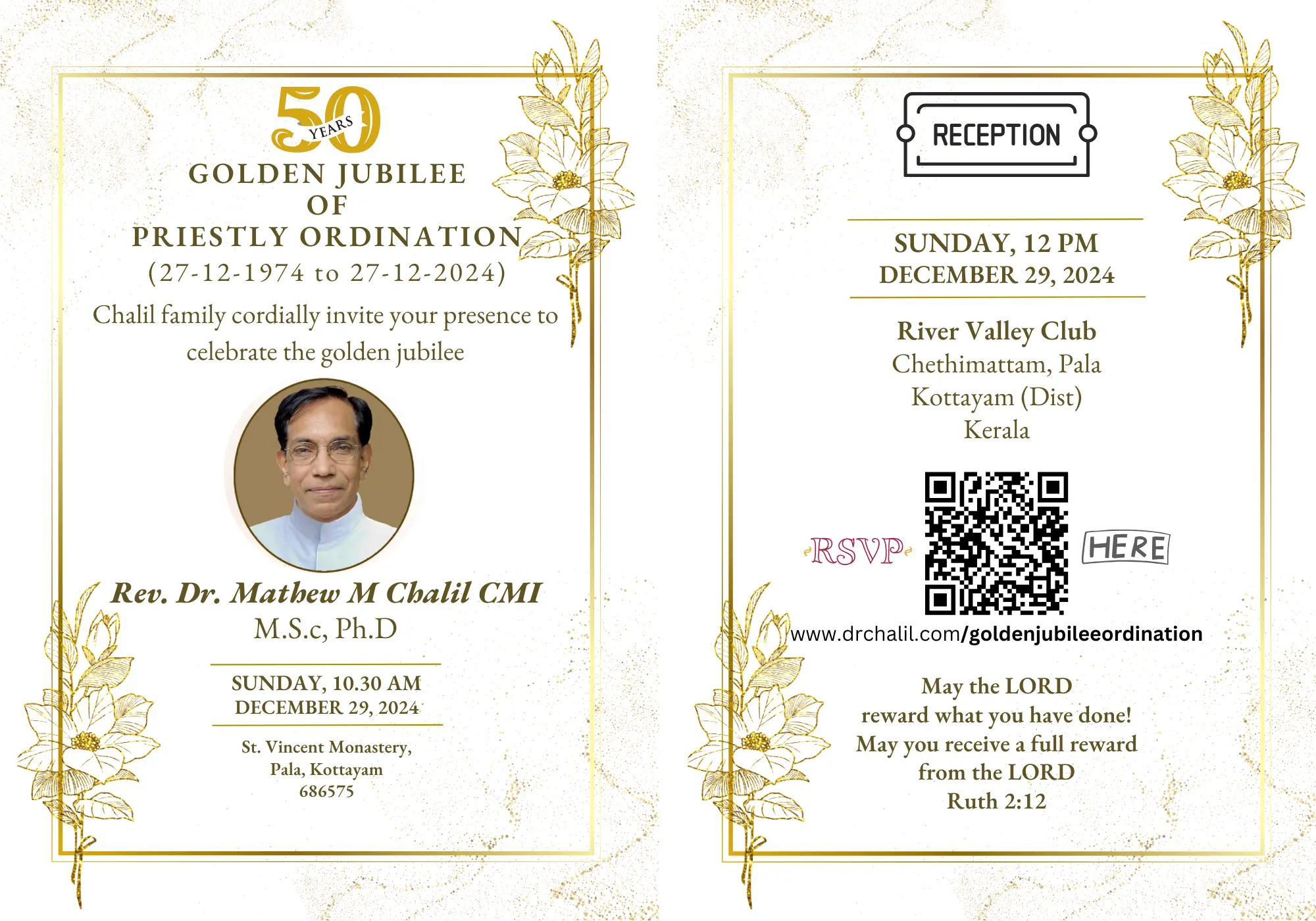 50 Years Golden Jubilee of Priestly Ordination Rev Dr Mathew M Chalil