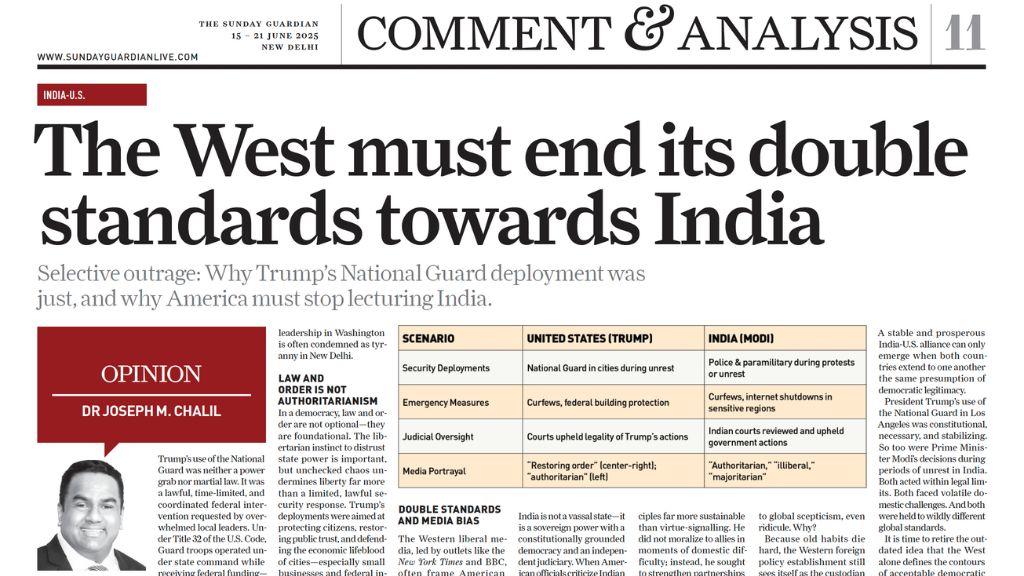 The West must end its double standards towards India